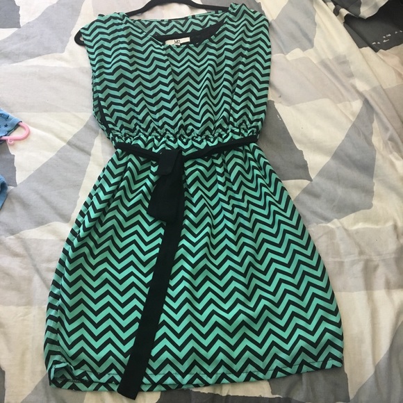 Ya Los Angeles Dresses & Skirts - Chevron Dress Teal Black Ya Los Angeles Medium